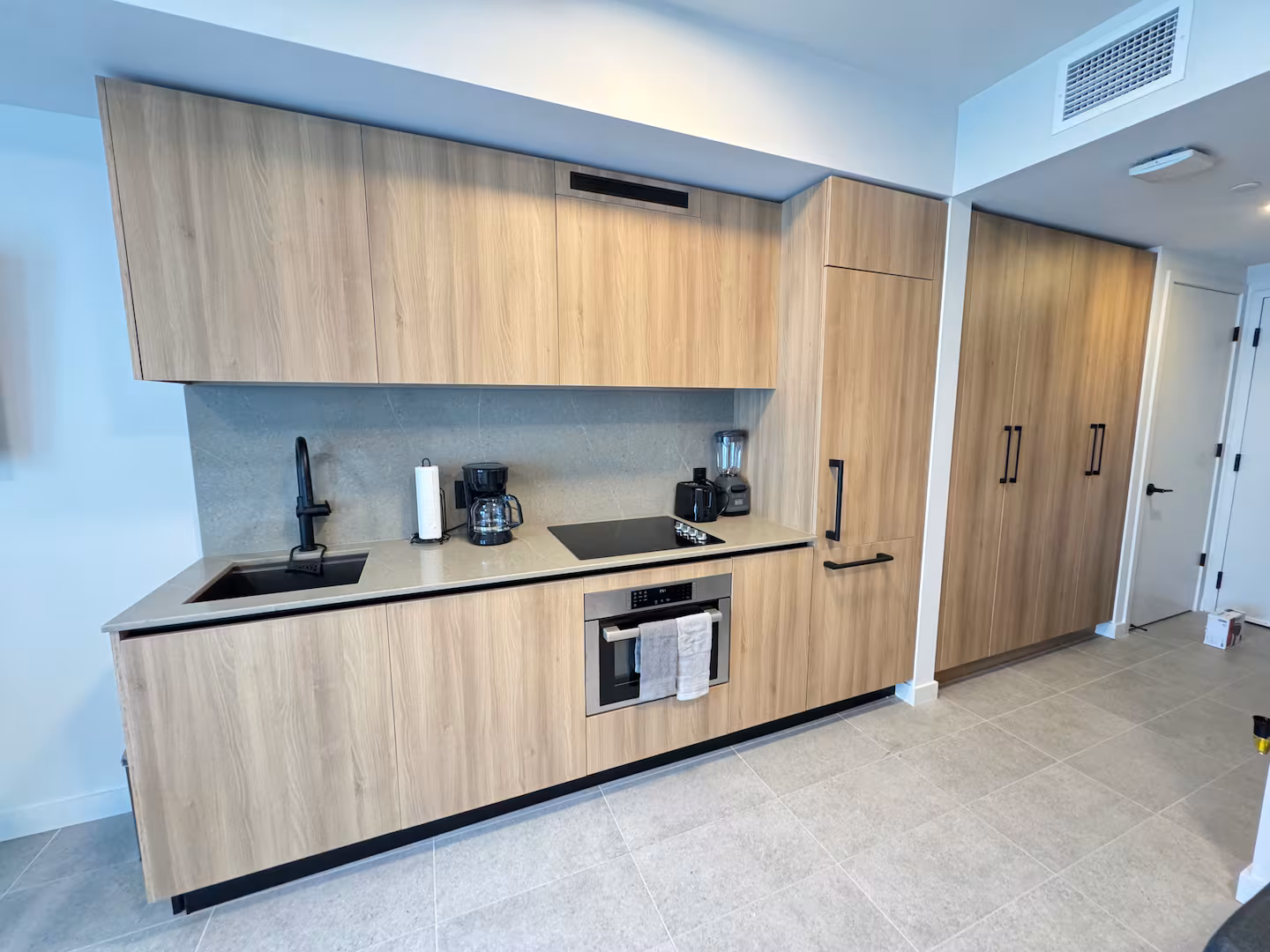 501 First kitchen counter and dining flow.